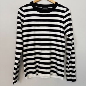 Boutique J Renee Classic Striped Sweater Womens Large Black White Capsule Soft